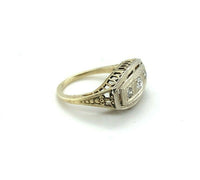 14k White Gold Filigree Genuine Natural Three Diamond Ring w/Platinum Top #J5351