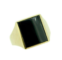 Vintage 10k Yellow Gold Men's Genuine Natural Onyx Ring Solid 5.5 dwt (#J4692)