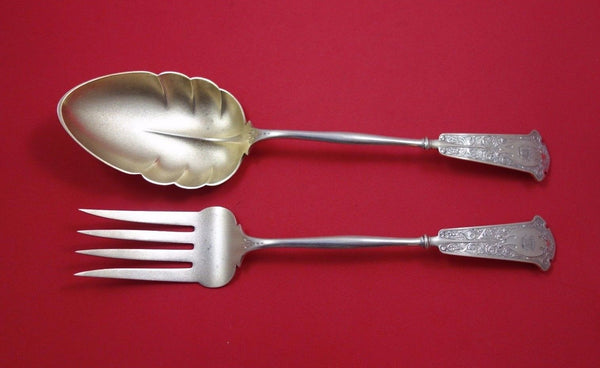 Arabesque by Wendt Sterling Silver Salad Serving Set 2pc GW Frosted w/Crown Mono