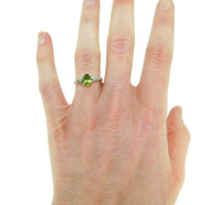 14k White Gold 1.20ct Oval Genuine Natural Peridot Ring w/Side Peridots (#J2362)