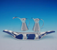 Sanborns Mexican Sterling Silver Sugar Creamer Tray Set 3pc Modernist (#3410)