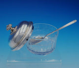 Acropole by Cesa .800 Italian Silver Glass Sugar Bowl Jam Jar with Spoon (#3405)