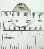 Art Deco 18k White Gold .48ct Genuine Natural Emerald Filigree Ring (#J901)