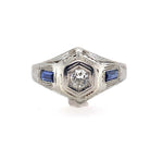 18k White Gold Art Deco .17ct Diamond Men's Ring Jewelry (#J5674)