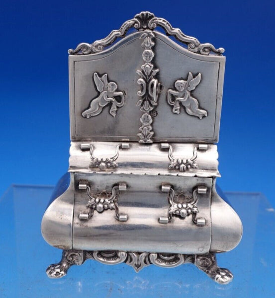 Dutch .833 Silver Doll House Buffet with Cupids 3 1/4" x 2" c. 1910 (#7497)