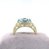 2.41ct Genuine Natural Aquamarine 14k and 18k Gold Filigree Ring (#J5776)