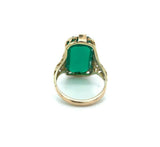 14k Yellow Gold Genuine Natural Chrysoprase Green Onyx Filigree Ring (#J5358)