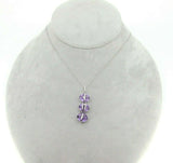 14k Gold Pendant with Three Oval Checkerboard Genuine Natural Amethysts (#J612)