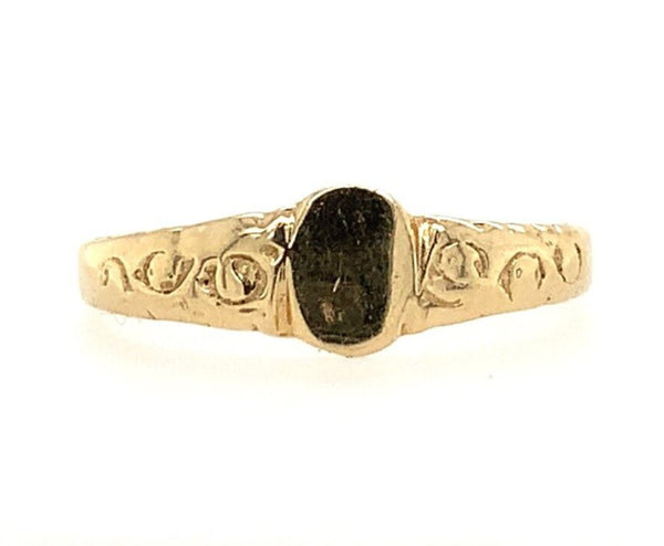 14k Gold Baby Signet Ring Blank Fancy Infant Children's Jewelry (#J5964)