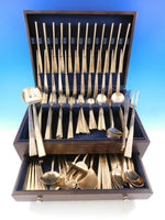 Dirigold-Dirilyte Flatware Set Service for 12 Modern Design Gold 142 pieces