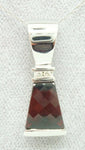14K Gold Triangular Genuine Natural Garnet Pendant with Diamonds (#J2425)