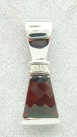 14K Gold Triangular Genuine Natural Garnet Pendant with Diamonds (#J2425)