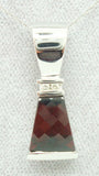 14K Gold Triangular Genuine Natural Garnet Pendant with Diamonds (#J2425)