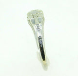 Art Deco 18k White Gold Genuine Natural Diamond Filigree Ring .22ct (#J869)