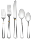 Todd Hill Gold by Kate Spade Stainless Steel Flatware Set Service 6 New 30 pcs