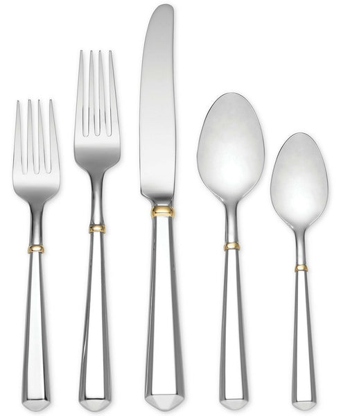 Todd Hill Gold by Kate Spade Stainless Steel Flatware Set Service 6 New 30 pcs