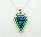 Sterling Intarsia Pendant with Genuine Natural Opal Inlay (#J5027)