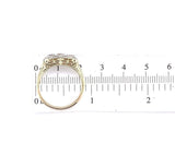 14k Gold Art Deco Genuine Natural Diamond Three Stone Filigree Ring (#J5586)
