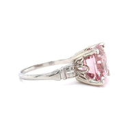 18k White Gold 5 Carat Asscher Cut Pink Genuine Natural Tourmaline Ring (#J5613)
