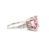 18k White Gold 5 Carat Asscher Cut Pink Genuine Natural Tourmaline Ring (#J5613)
