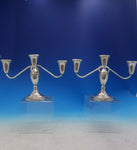 Raimond Sterling Silver Candelabra Pair 3-Light Beaded Gadroon Border (#3979)