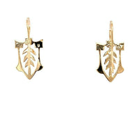 14k Yellow Gold Arts and Crafts Style Leaf Earrings (#J4875)