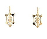 14k Yellow Gold Arts and Crafts Style Leaf Earrings (#J4875)