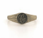 10k White Gold Baby Signet Ring with Cursive "C" Monogram Jewelry (#J5888)