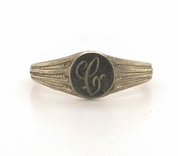 10k White Gold Baby Signet Ring with Cursive "C" Monogram Jewelry (#J5888)