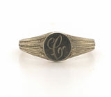 10k White Gold Baby Signet Ring with Cursive "C" Monogram Jewelry (#J5888)