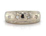 14k White Gold Genuine Natural Diamond Star Band Men's Ring Size 9.5 (#J5894)