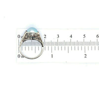 14k White Gold Art Deco 8.8mm Blue Akoya Pearl Ring (#J5518)
