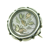 English Sterling Silver Pin with Applied Gold Sheffield Circa 1881 (#J1672)