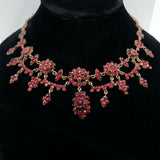 Genuine Natural Bohemian Garnet Necklace w/ Eleven Drops and Four Swags (#J5576)
