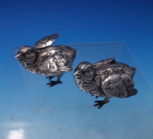 Buccellati Italian Sterling Silver Figurine Bird / Chick Pair 2 ozt. TW (#5073)