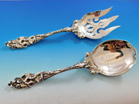 Les Six Fleurs by Reed and Barton Sterling Silver Salad Serving Set Pierced AS