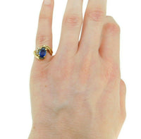 14k Yellow Gold 1.92ct Genuine Natural Sapphire and Diamond Ring (#J547)