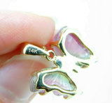14k Yellow Gold Watermelon Genuine Natural Tourmaline Butterfly Pendant (#J5022)