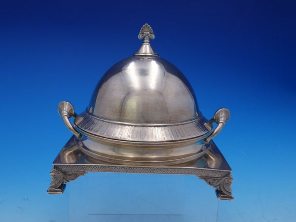 Whiting Sterling Silver Butter Dome Egyptian Revival Lotus 18 ozt #368 (#3612)