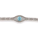 14k White Gold Filigree Bracelet with Genuine Natural Blue Zircon (#J6503)