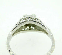 Art Deco 18k White Gold Genuine Natural Diamond Filigree Ring .36ct (#J865)