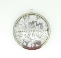 Arts and Crafts Sterling Violets Pin Hand Wrought 2" Diameter (#J4463)