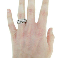 Wide 14k White Gold Genuine Natural Diamond Pierced Band 1/2cts (#J3738)