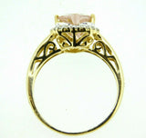 14k Yellow Gold Heart Genuine Natural Morganite Ring with Diamond Halo (#J4427)