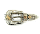 Sterling Belt Bucklet Set 3pc with 10k Yellow Gold Horse (#J5481)