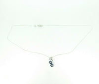 14k White Gold Blue Genuine Natural Sapphire and Diamond Flower Pendant (#J4410)