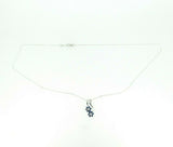 14k White Gold Blue Genuine Natural Sapphire and Diamond Flower Pendant (#J4410)