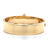 14k Yellow Gold Wide Heavy Gold Bangle Bracelet with Jade (#J5426)