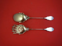 Art Silver c. 1860-1863 Coin Silver Salad Serving Set 2pc GW, Pierced, Frosted