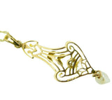 10k Yellow Gold Victorian Lavaliere Pendant with Pearl and Diamond (#J4539)